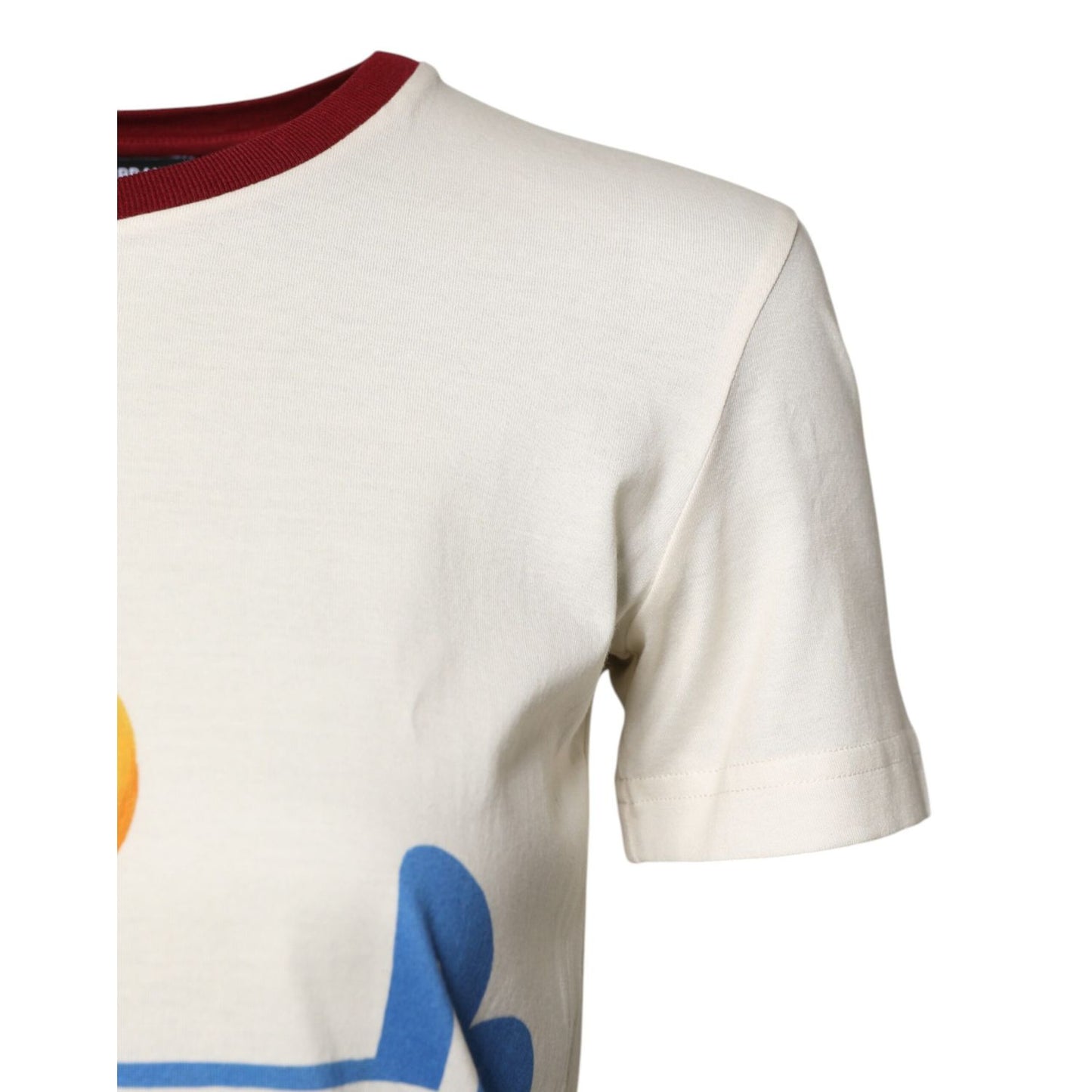Dolce & Gabbana White Cotton Print Short Sleeves Top T-shirt