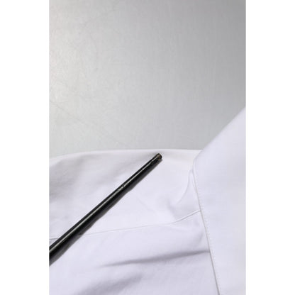 Dolce & Gabbana White Crystal Embellished Collared Shirt Top