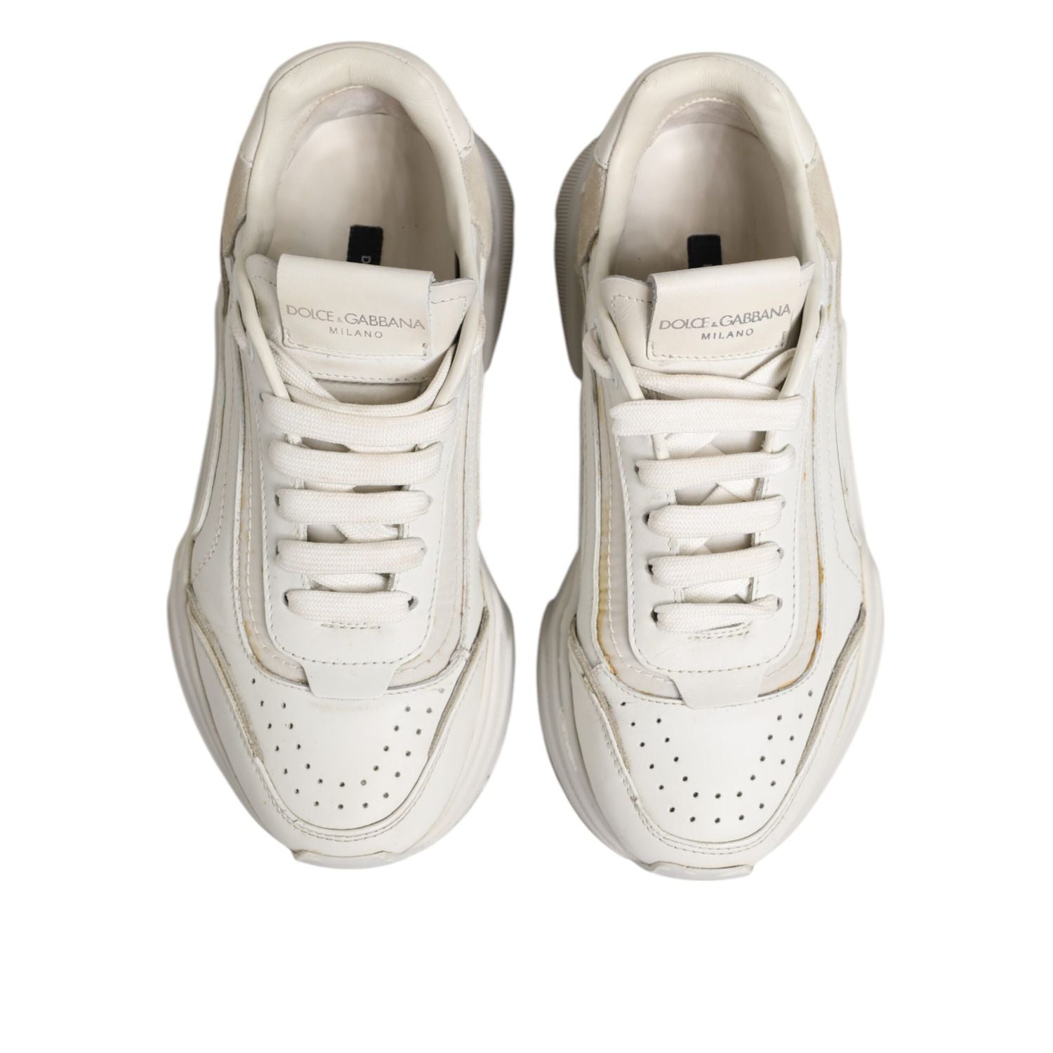 Dolce & Gabbana White DAYMASTER Calf Leather Sneakers Shoes