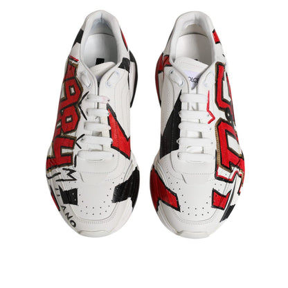 Dolce & Gabbana White Daymaster Hand Painted Sneakers Shoes