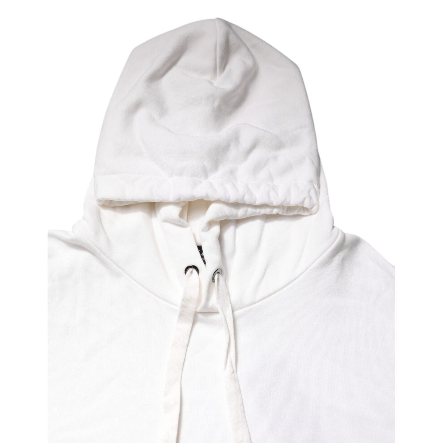 Dolce & Gabbana White Embossed Logo Hooded Sweatshirt Sweater