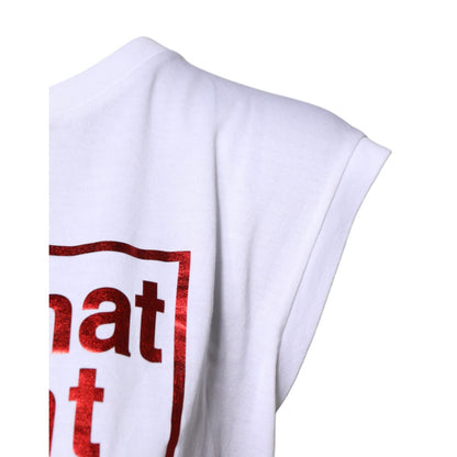 Dolce & Gabbana White Floral Graphic Print Sleeveless Tank Top