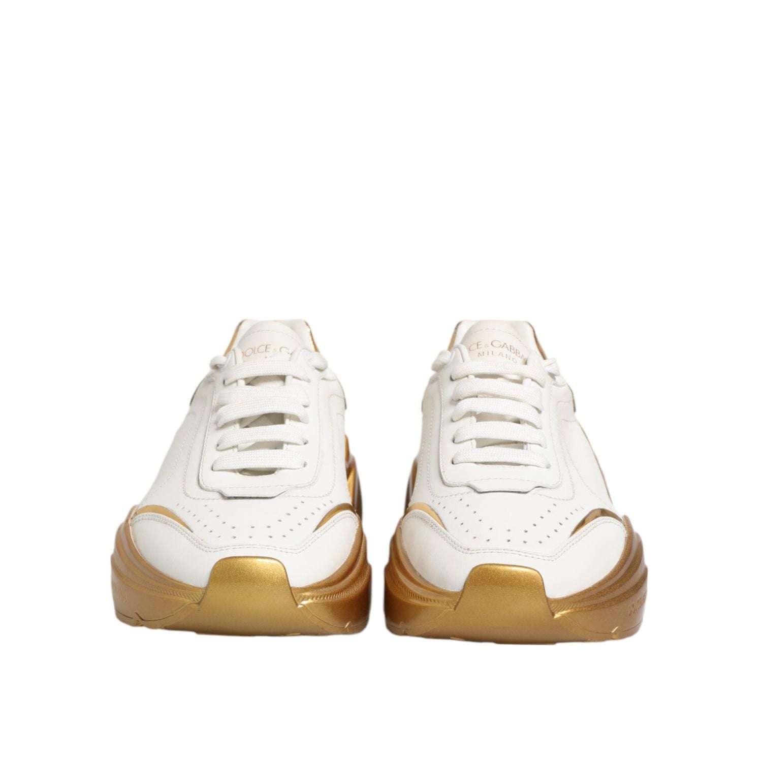 Dolce & Gabbana White Gold DAYMASTER Leather Sneakers Womens Shoes