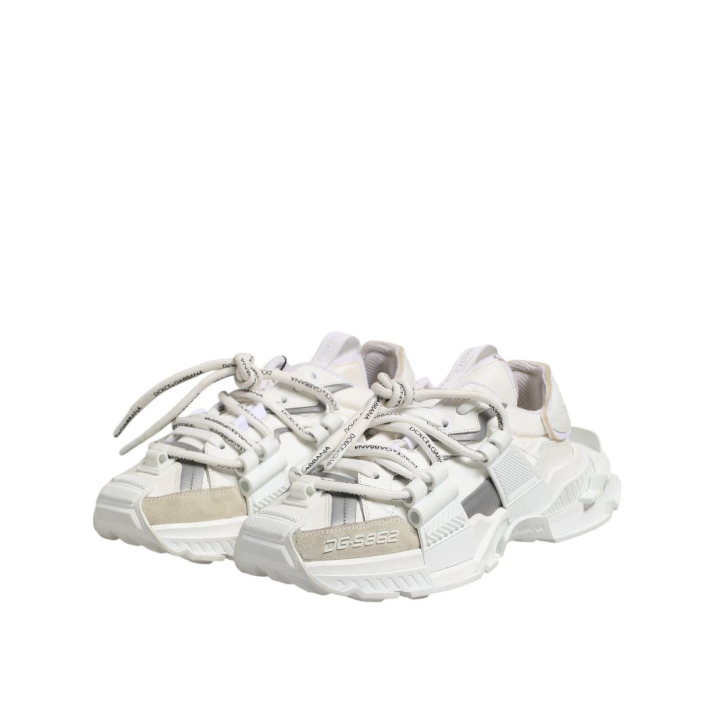 Dolce & Gabbana White Gray Low Top Space Sneakers Shoes