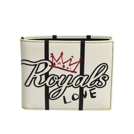 Dolce & Gabbana White Leather DG Crown Royals Bifold Card Holder Wallet Dolce & Gabbana