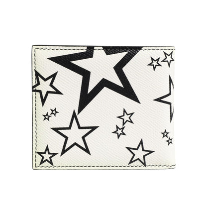 Dolce & Gabbana White Leather DG Star Logo Bifold Card Holder Wallet
