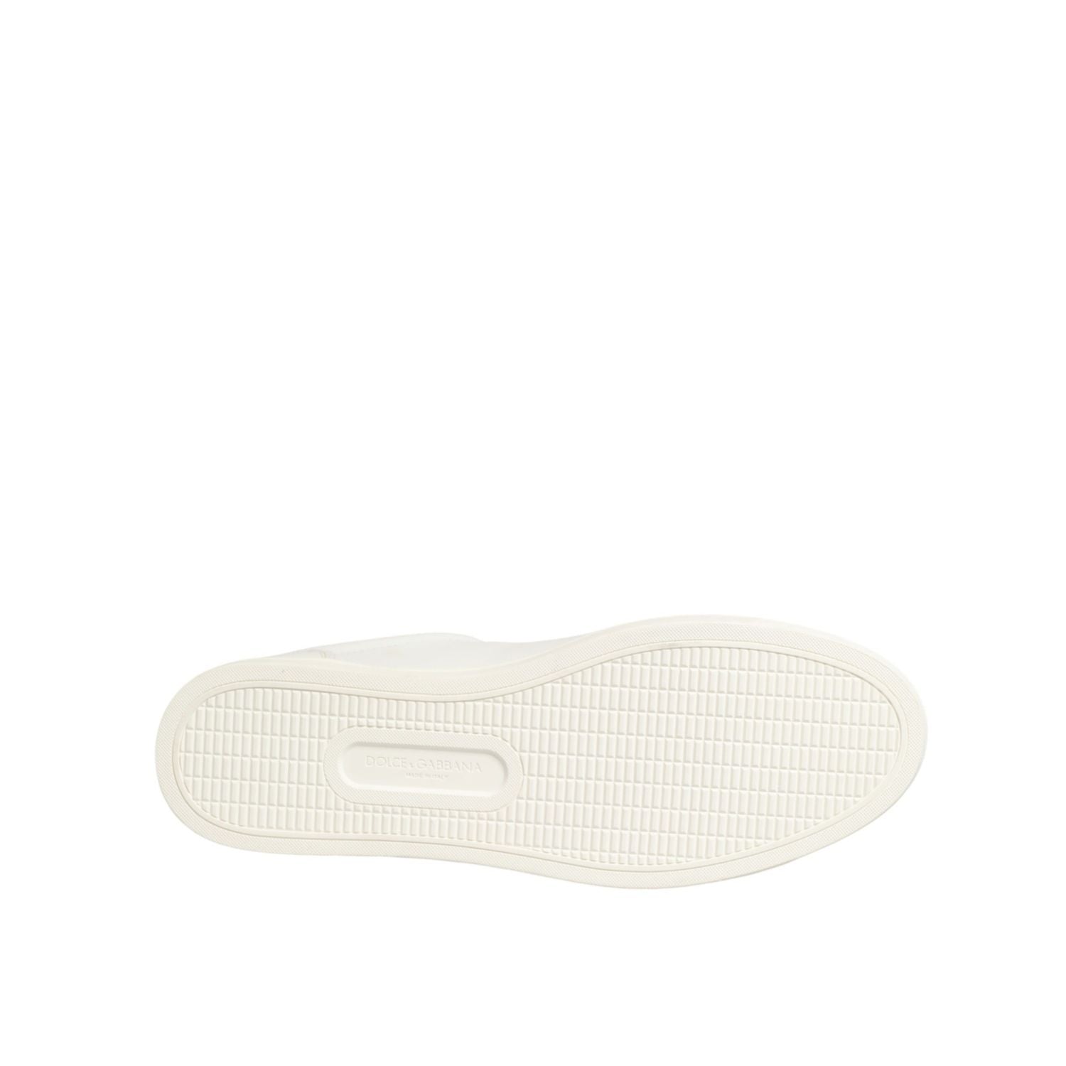 Dolce & Gabbana White Leather Heart Embellished Sneakers Shoes