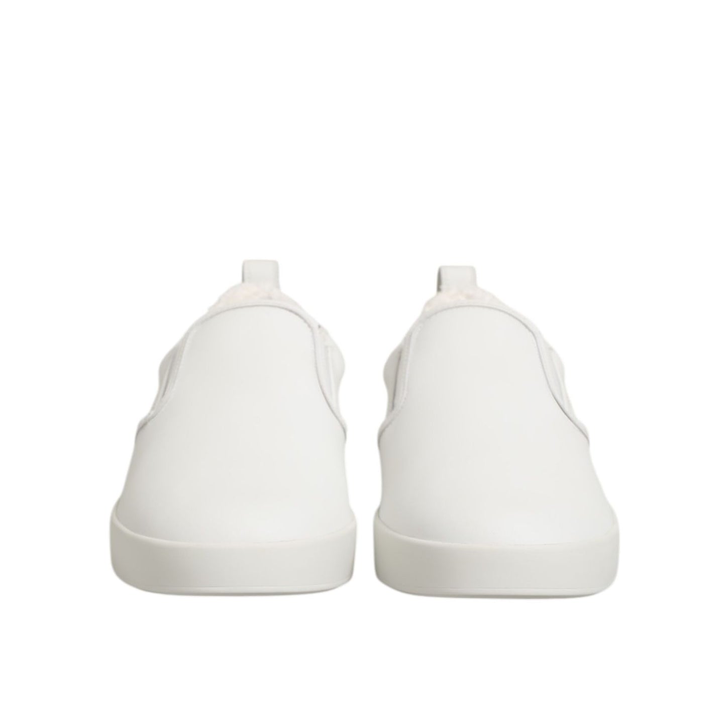 Dolce & Gabbana White Leather Low Top Slip On Sneakers Shoes