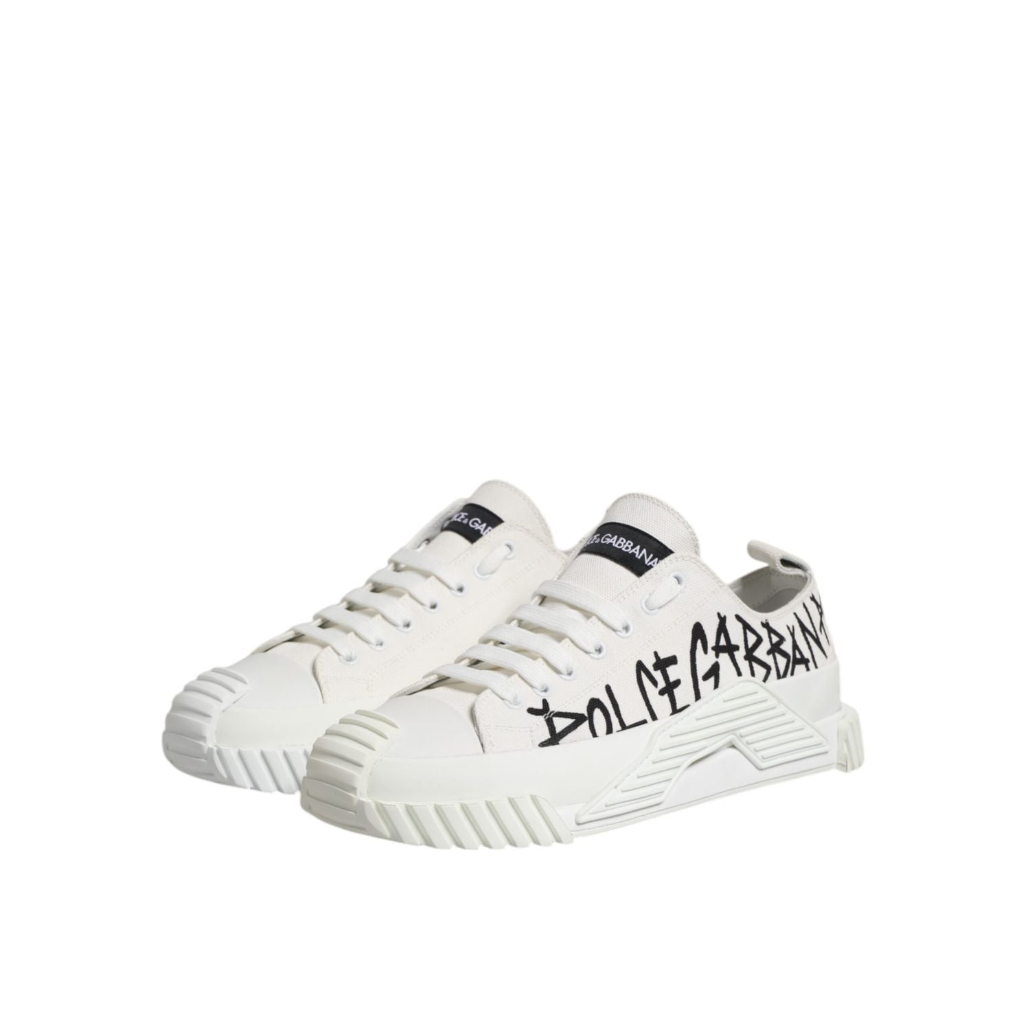 Dolce & Gabbana White Logo Graffiti Low Top Sneakers Shoes