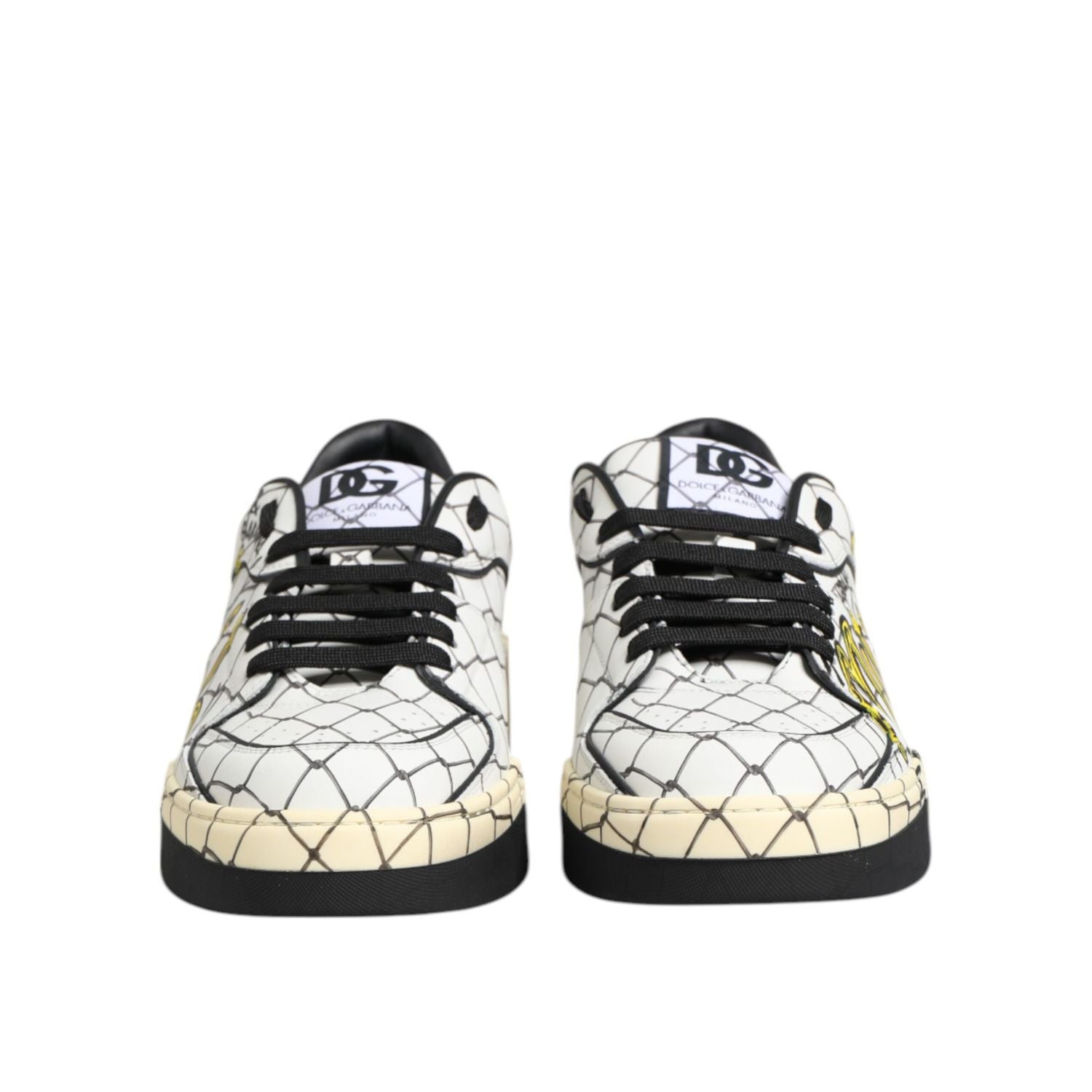 Dolce & Gabbana White Logo Print Low Top Men Sneakers Shoes