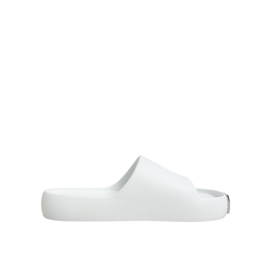 Dolce & Gabbana White Logo Slides Sandals Men Beachwear Shoes Dolce & Gabbana