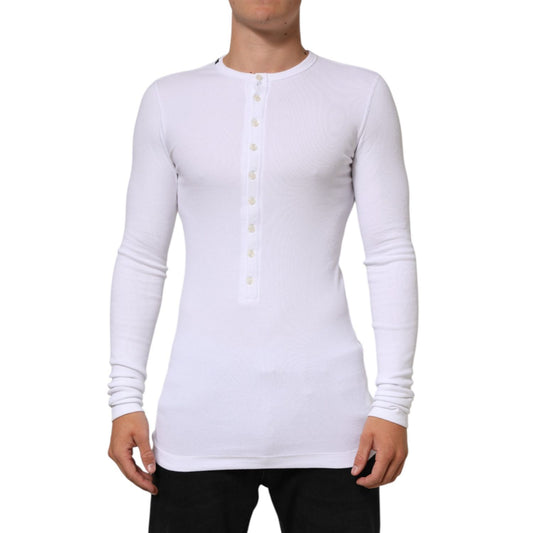 Dolce & Gabbana White Long Sleeves Button Closure T-shirt Dolce & Gabbana