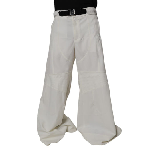 Dolce & Gabbana White Mid Waist Wide Leg Pants Dolce & Gabbana