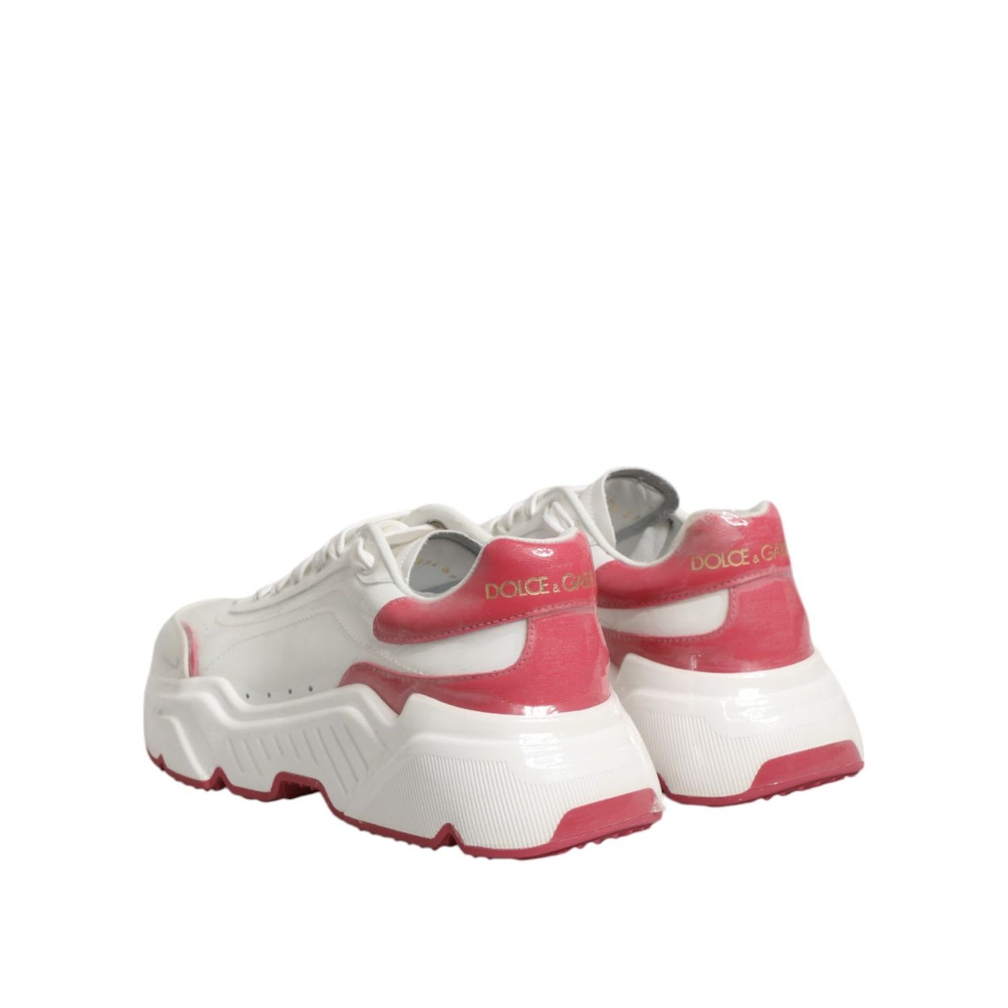 Dolce & Gabbana White Pink Daymaster Low Top Sneakers Shoes