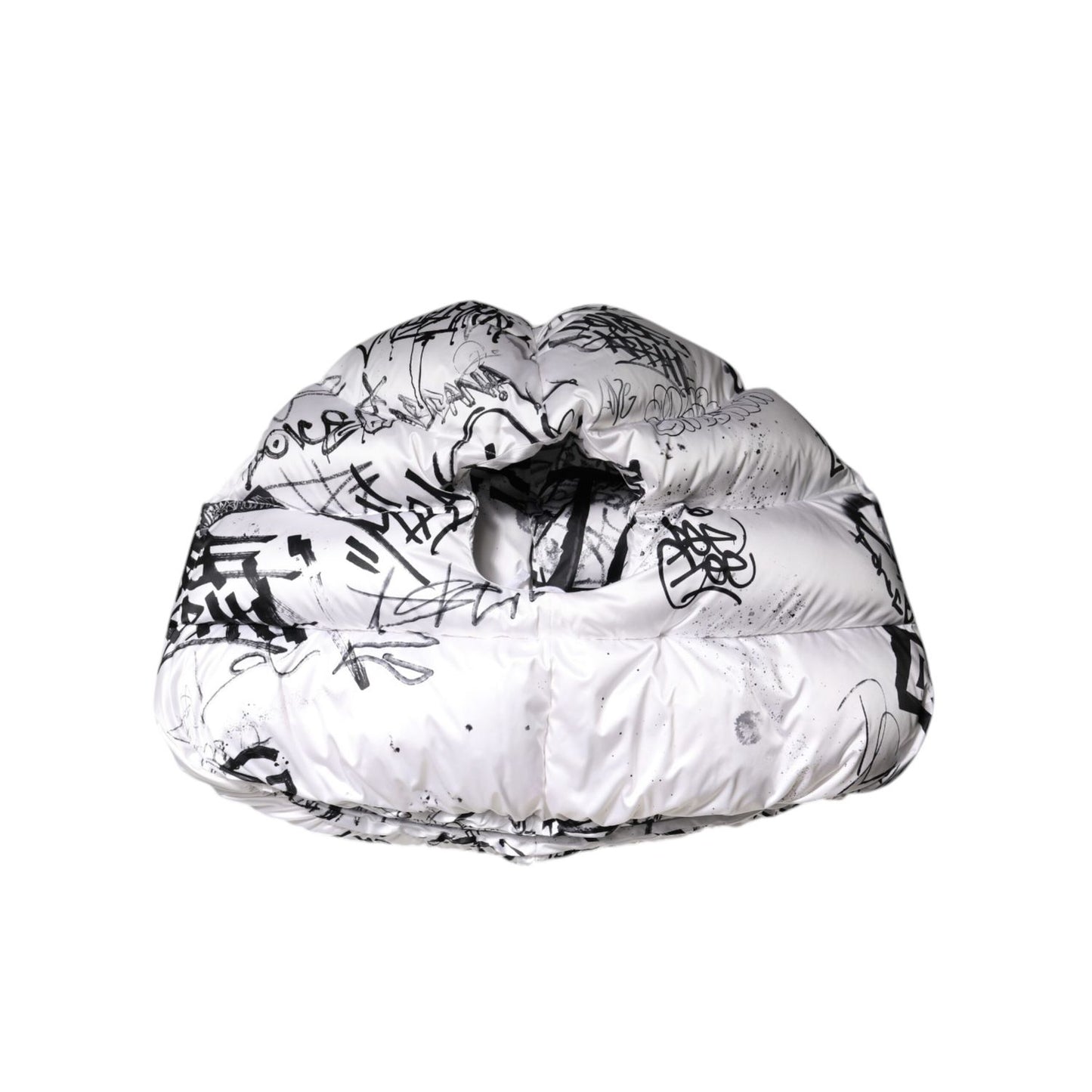 Dolce & Gabbana White Polyester Printed Hood Quilted Hat