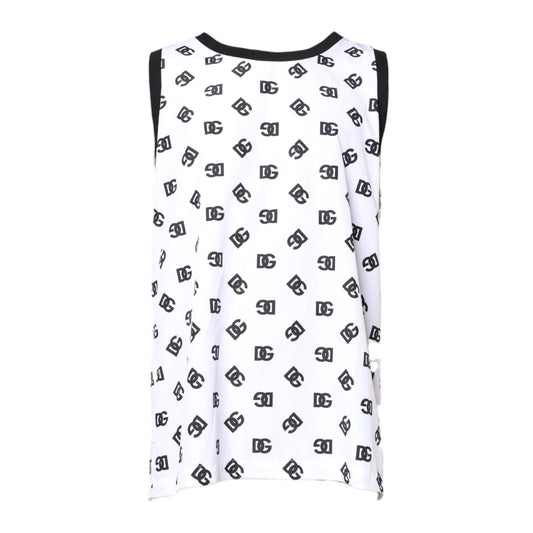 Dolce & Gabbana White Polyester Sleeveless DG Logo T-shirt Dolce & Gabbana