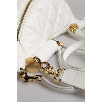 Dolce & Gabbana White Quilted Logo Plaque Belt Waist Fanny Pack Bag