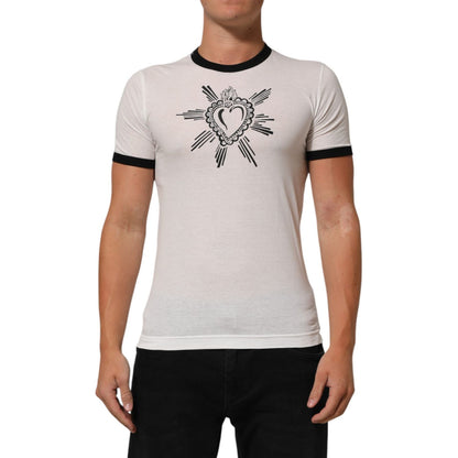 Dolce & Gabbana White Sacred Heart Cotton Crew Neck T-shirt Dolce & Gabbana