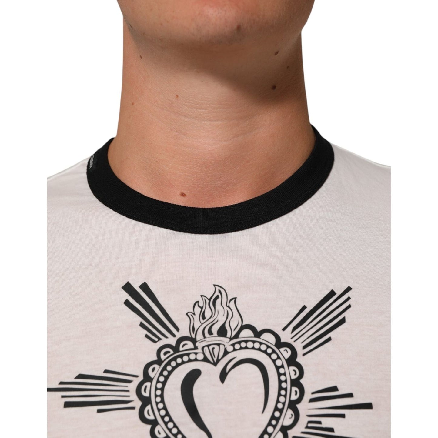 Dolce & Gabbana White Sacred Heart Cotton Crew Neck T-shirt Dolce & Gabbana