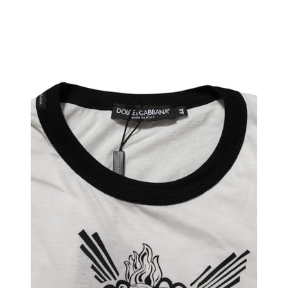 Dolce & Gabbana White Sacred Heart Cotton Crew Neck T-shirt Dolce & Gabbana