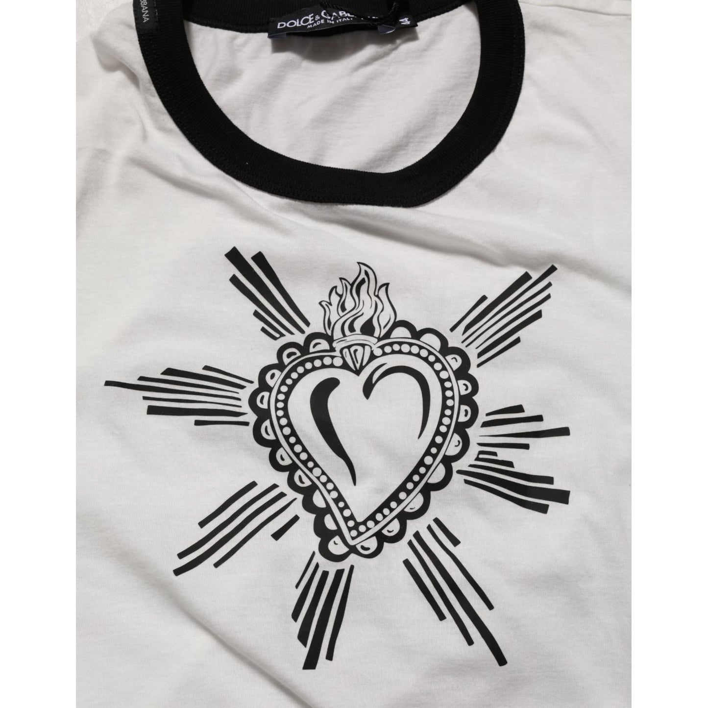 Dolce & Gabbana White Sacred Heart Cotton Crew Neck T-shirt Dolce & Gabbana