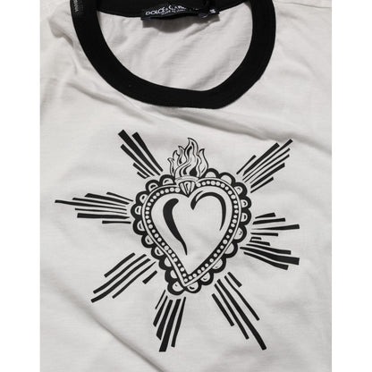 Dolce & Gabbana White Sacred Heart Cotton Crew Neck T-shirt Dolce & Gabbana