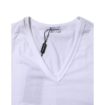 Dolce & Gabbana White Short Sleeves V-neck Underwear T-shirt