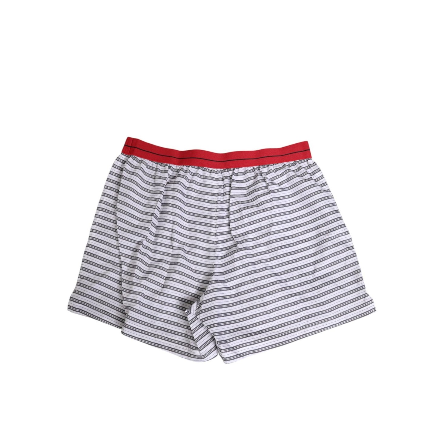 Dolce & Gabbana White Striped Cotton Red Waistband Shorts Swimwear