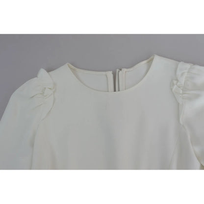 Dolce & Gabbana White Viscose Acetate Short Sleeve Blouse Top