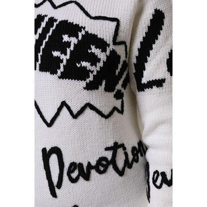 Dolce & Gabbana White Wool Knit Crew Neck Pullover Sweater