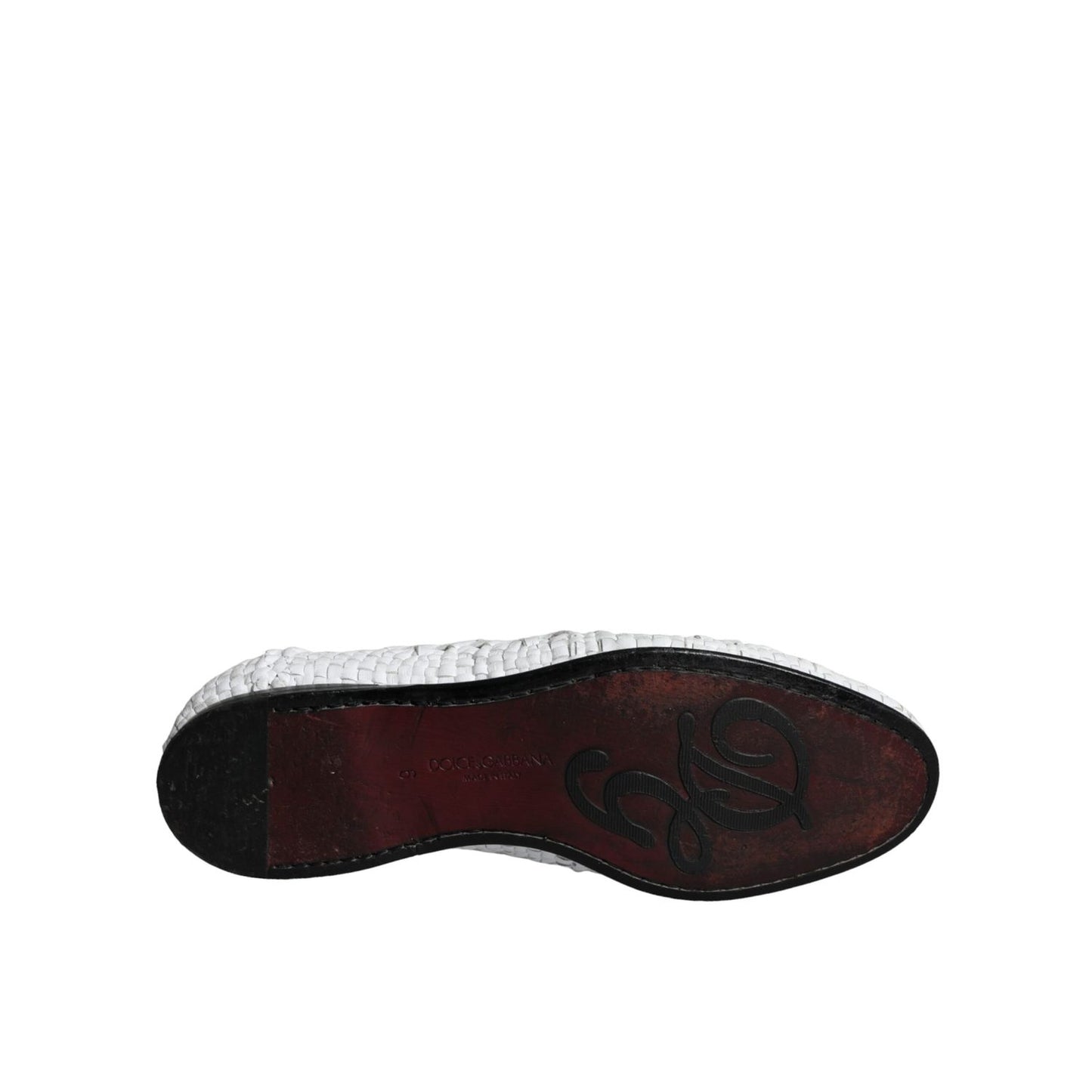 Dolce & Gabbana White Woven Leather Slip On Loafers Men Shoes