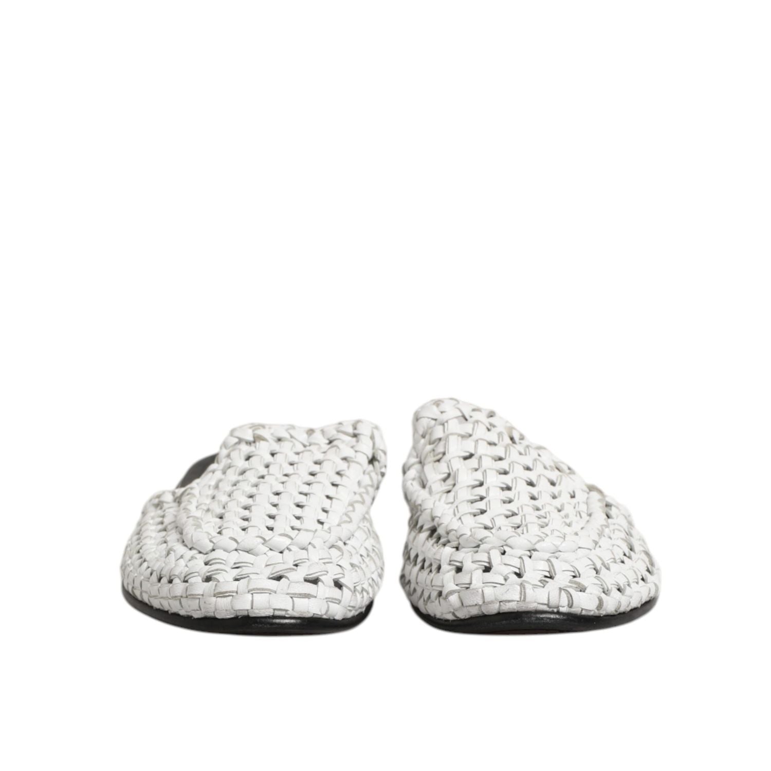Dolce & Gabbana White Woven Slides MULES Men Sandals Shoes