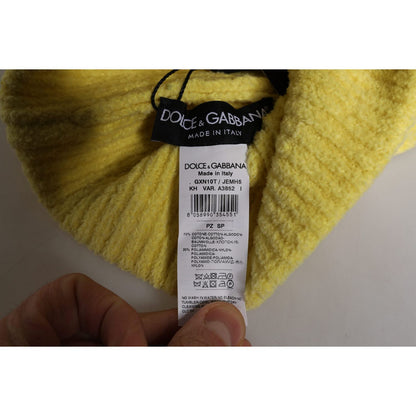 Dolce & Gabbana Yellow Cotton Knitted Winter Beanie Hat Dolce & Gabbana