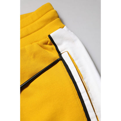 Dolce & Gabbana Yellow Cotton Logo Drawstring Jogger Sweatpants Pants
