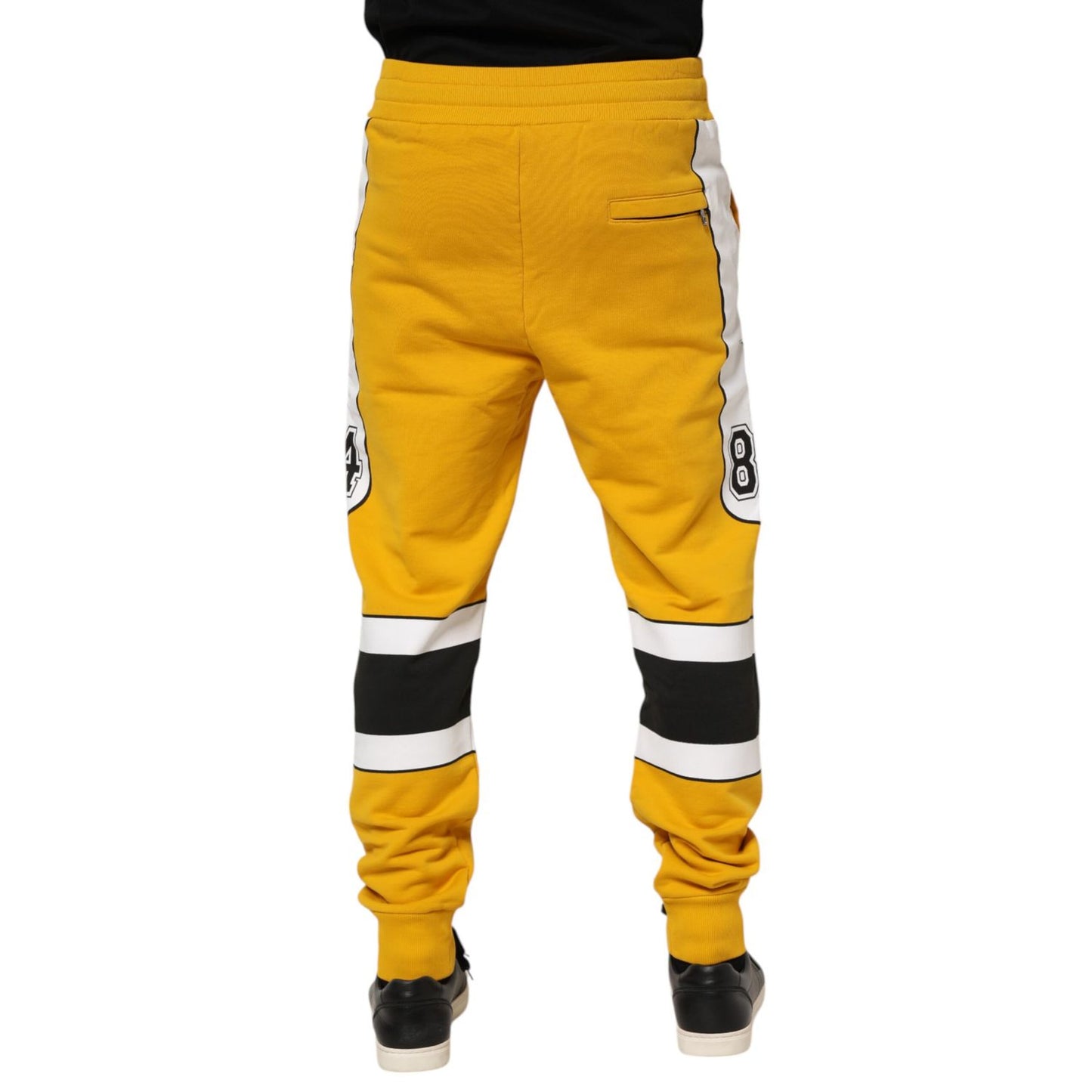 Dolce & Gabbana Yellow Cotton Print Jogger Sweatpants Pants