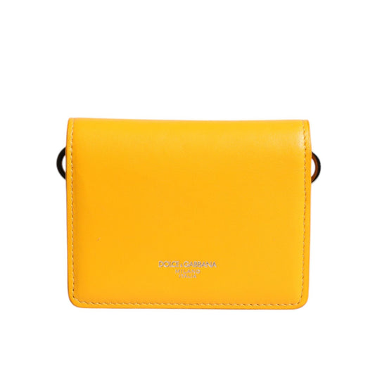 Dolce & Gabbana Yellow Leather Bifold Card Holder Crossbody Bag Dolce & Gabbana