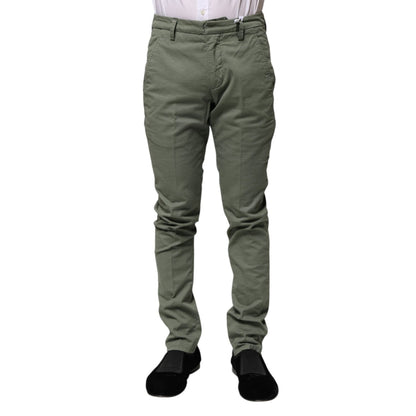 Dondup Green Mid Waist Skinny Fit Casual Pants Dondup