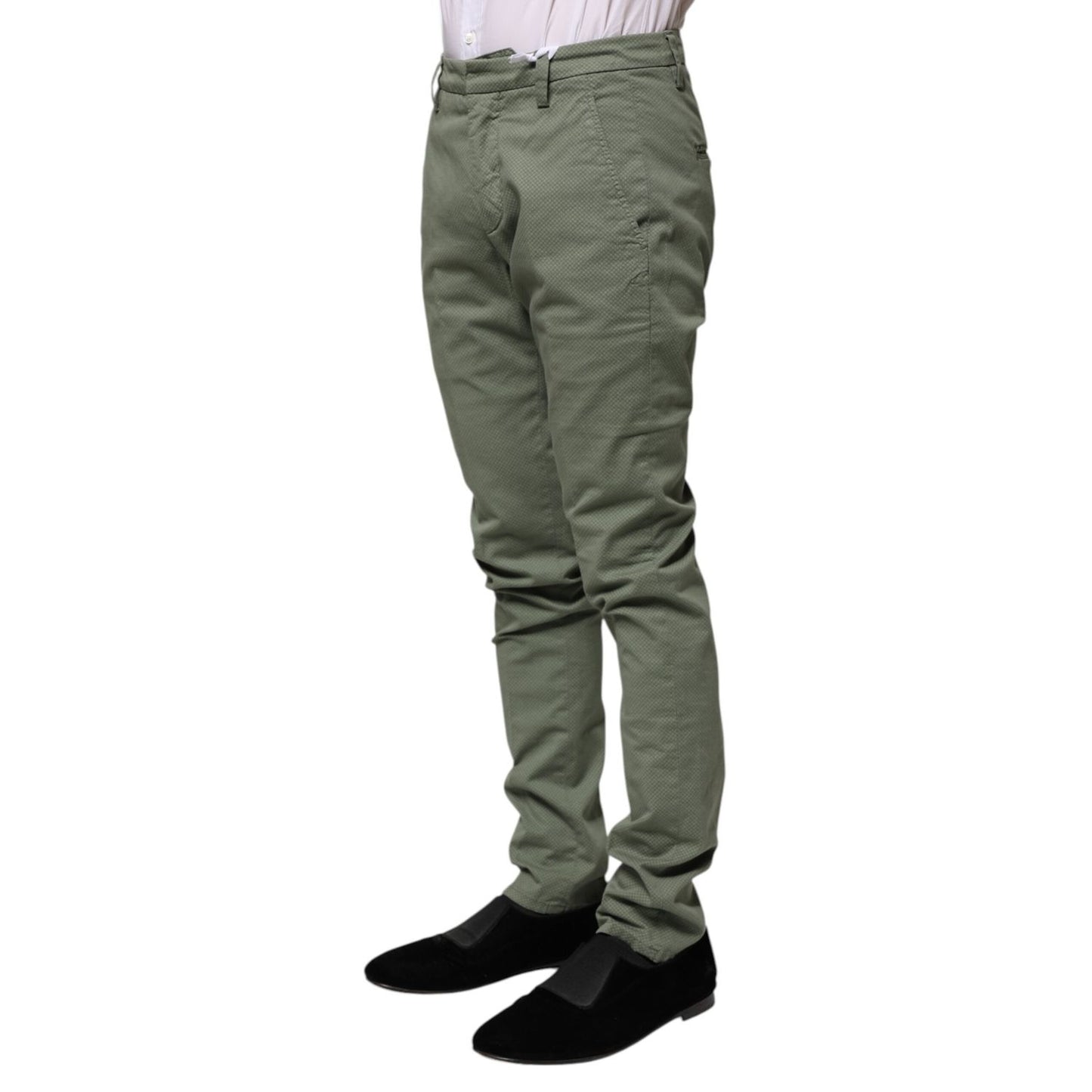 Dondup Green Mid Waist Skinny Fit Casual Pants Dondup