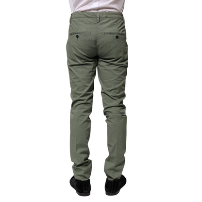 Dondup Green Mid Waist Skinny Fit Casual Pants Dondup