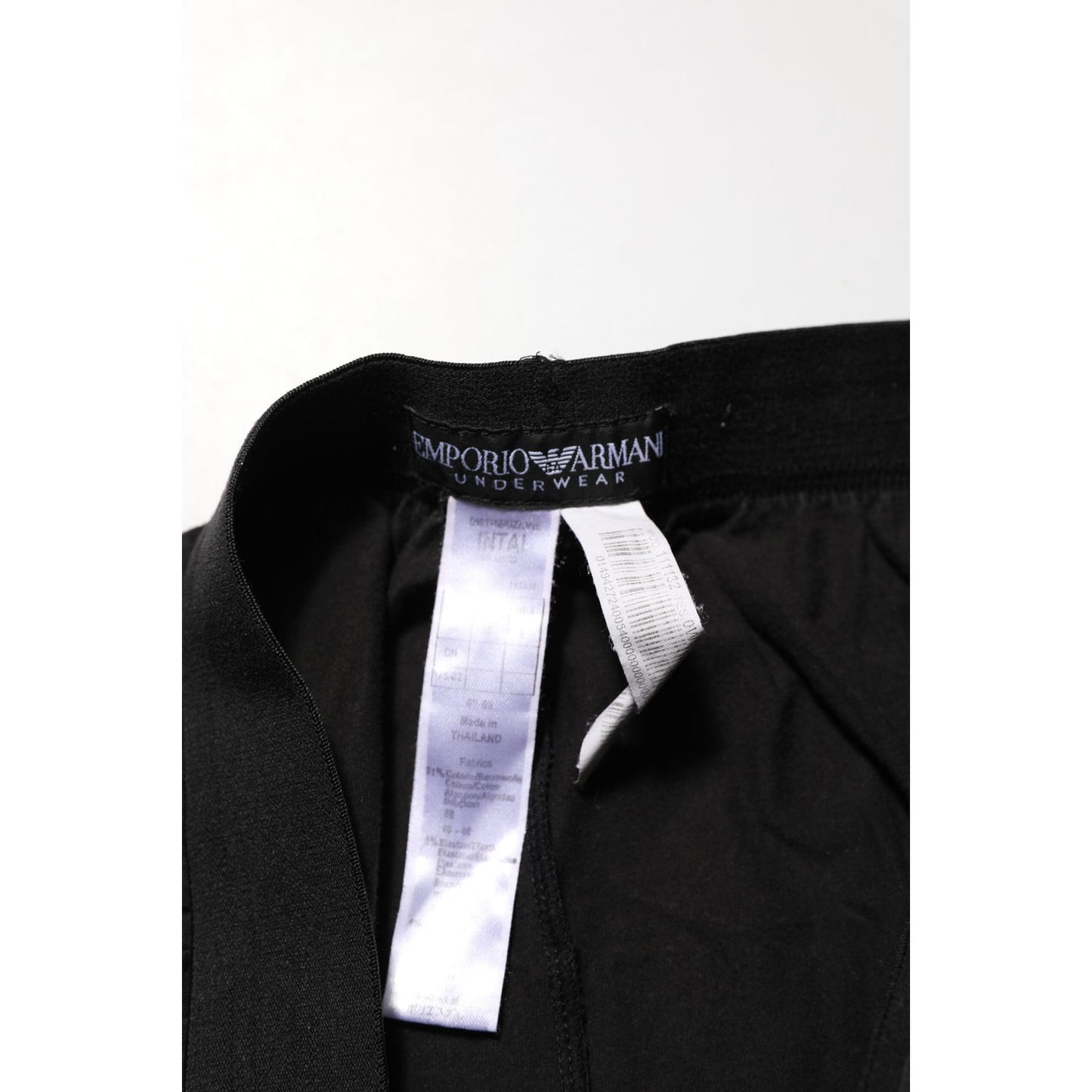 Emporio Armani Black Cotton Blend Logo Waistband Trouser Pants Emporio Armani