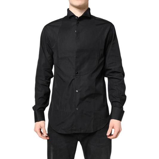 Emporio Armani Black Cotton Long Sleeves Formal Dress Shirt Emporio Armani