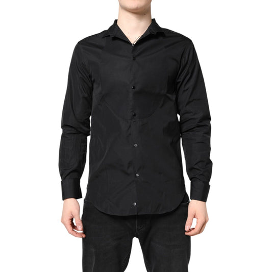 Emporio Armani Black Cotton Long Sleeves Men Formal Dress Shirt Emporio Armani
