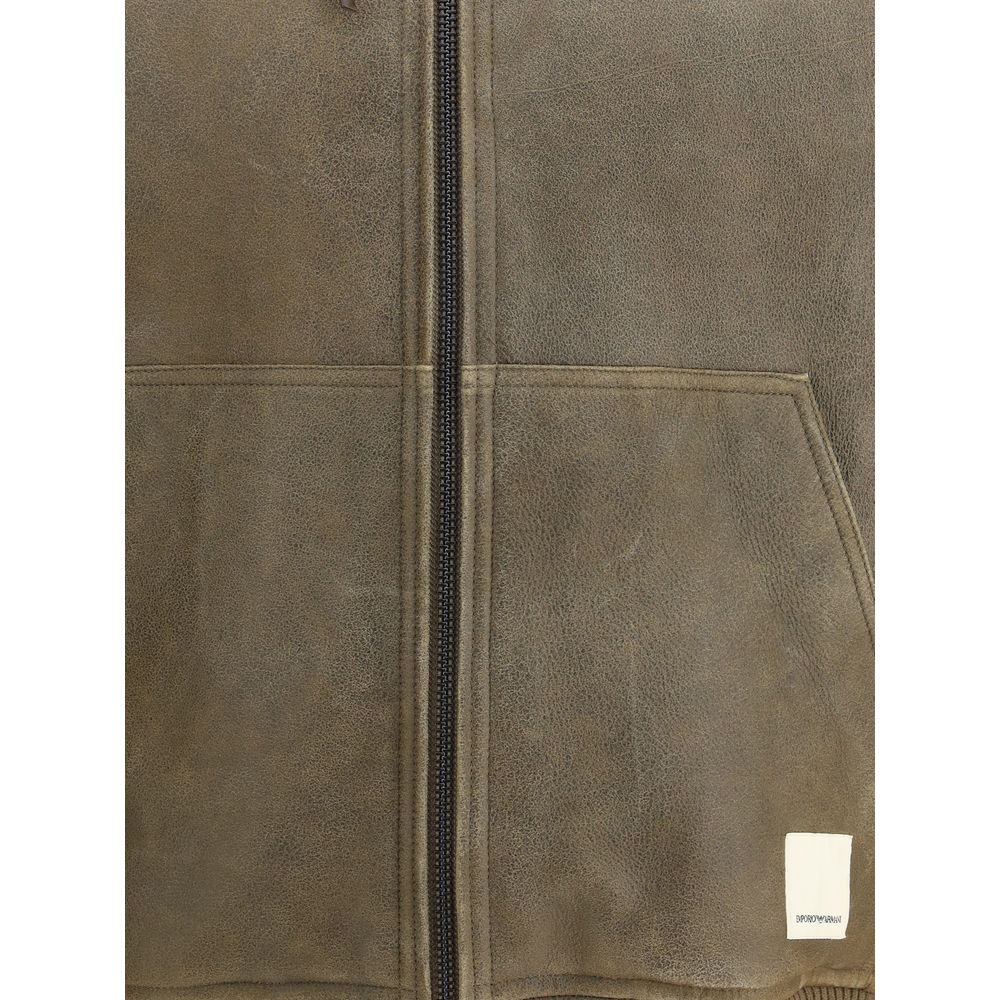 Emporio Armani Brown Lamb Ovis Aries Aries Bomber Emporio Armani