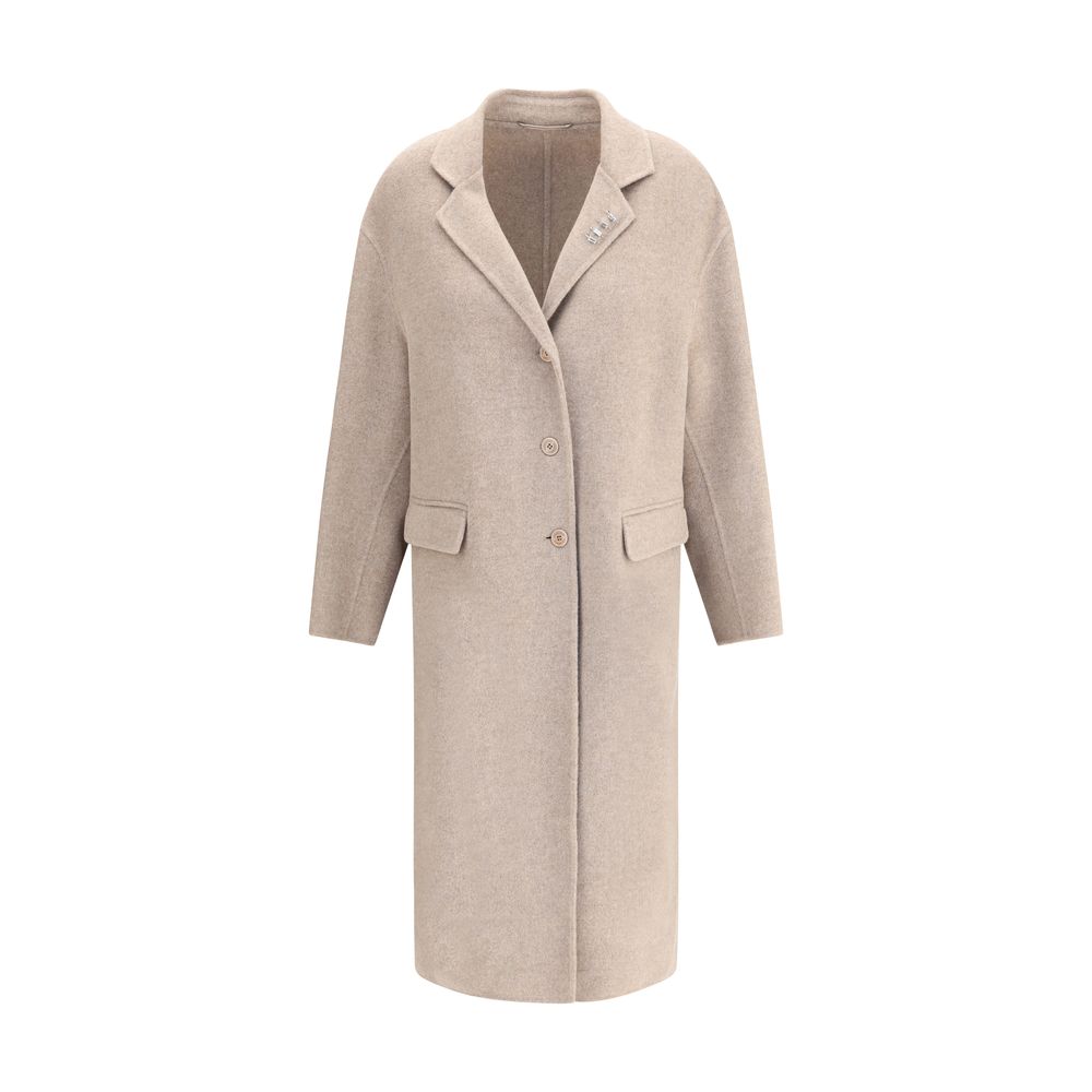 Ermanno Scervino Beige Wool Coat Ermanno Scervino