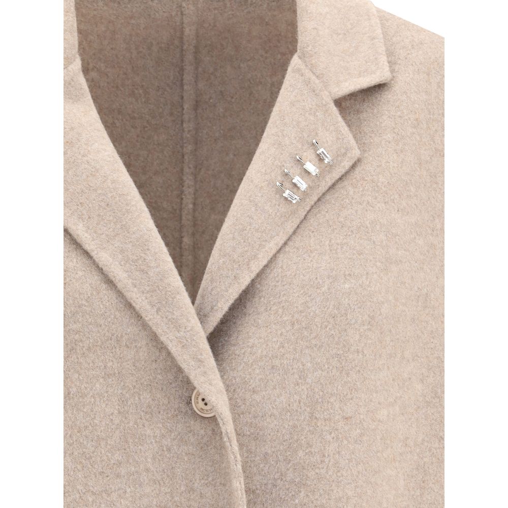 Ermanno Scervino Beige Wool Coat Ermanno Scervino