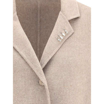 Ermanno Scervino Beige Wool Coat Ermanno Scervino