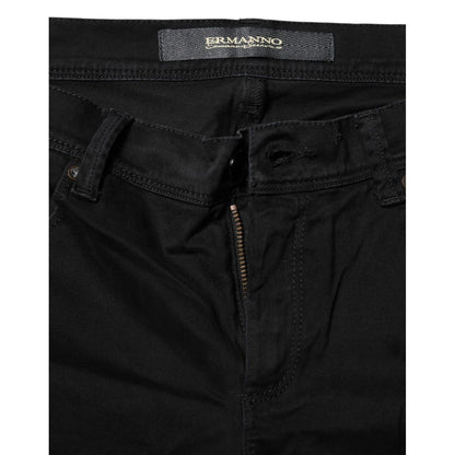 Ermanno Scervino Black Cotton Stretch Flared Bootcut Denim Jeans Ermanno Scervino