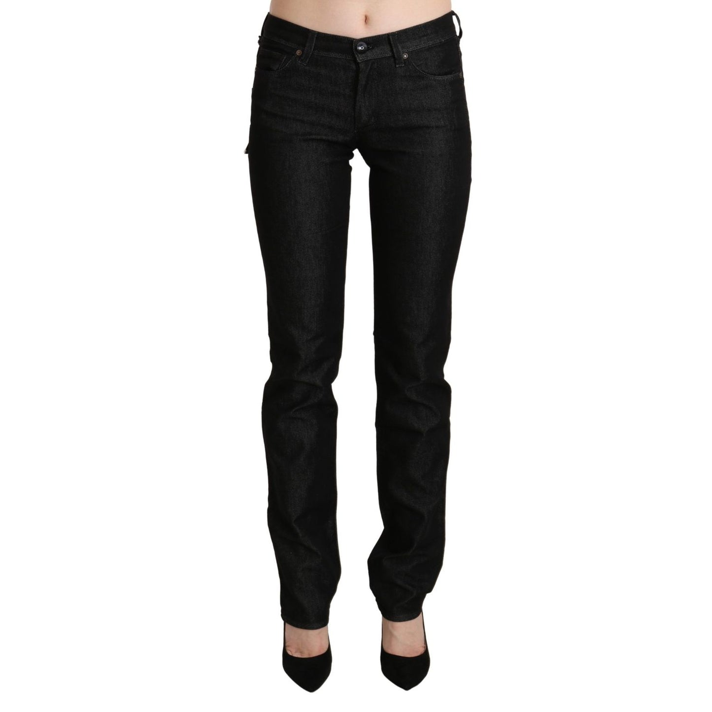 Ermanno Scervino Black Mid Waist Skinny Slim Denim Trouser Ermanno Scervino