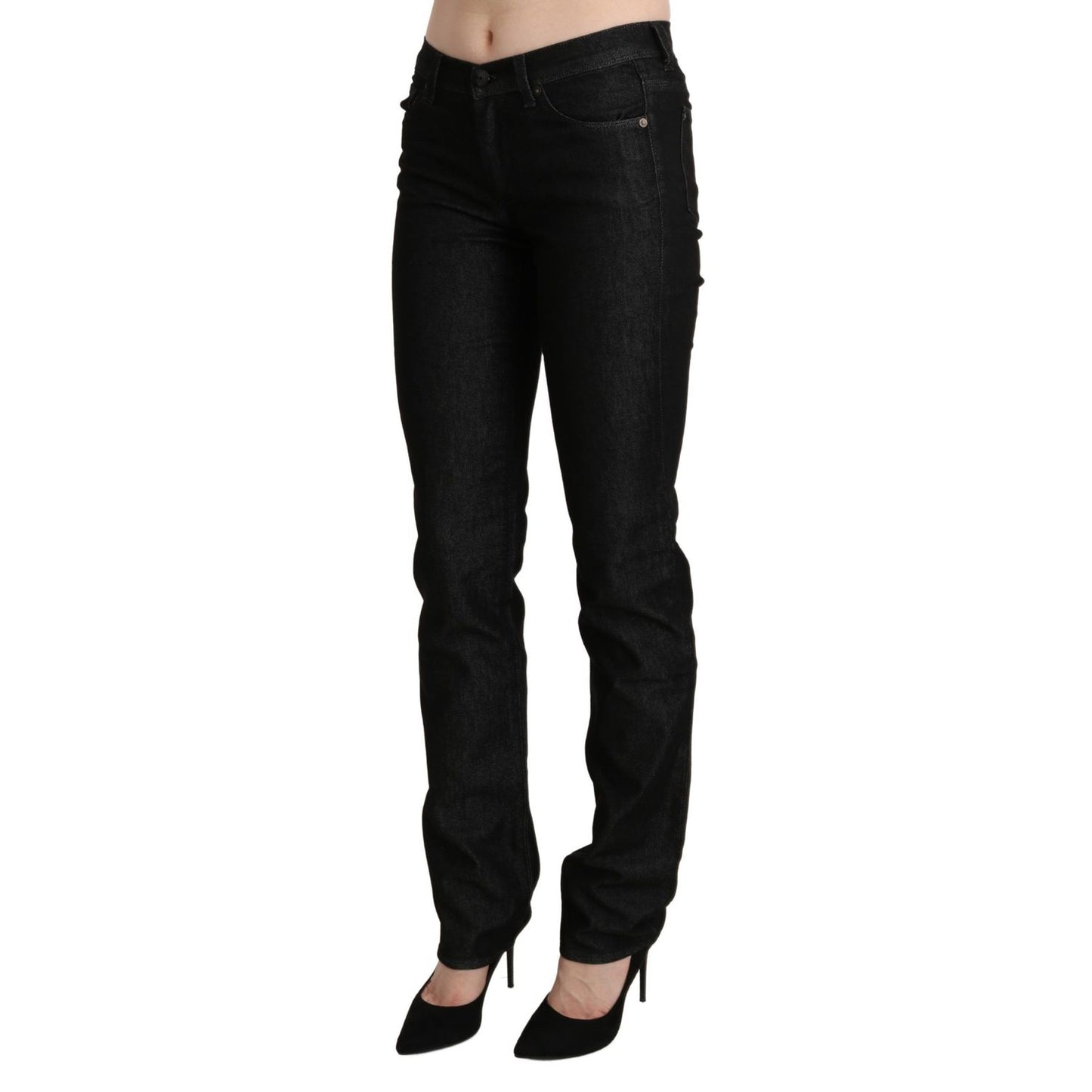 Ermanno Scervino Black Mid Waist Skinny Slim Denim Trouser Ermanno Scervino