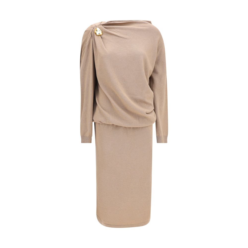 Fabiana Filippi Beige Fleece Wool Casual Dress Fabiana Filippi